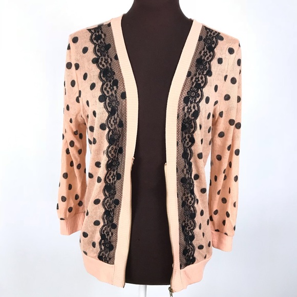 Spoiled Polkadots Cardigan Size S Black/Peach 144 - Picture 4 of 8